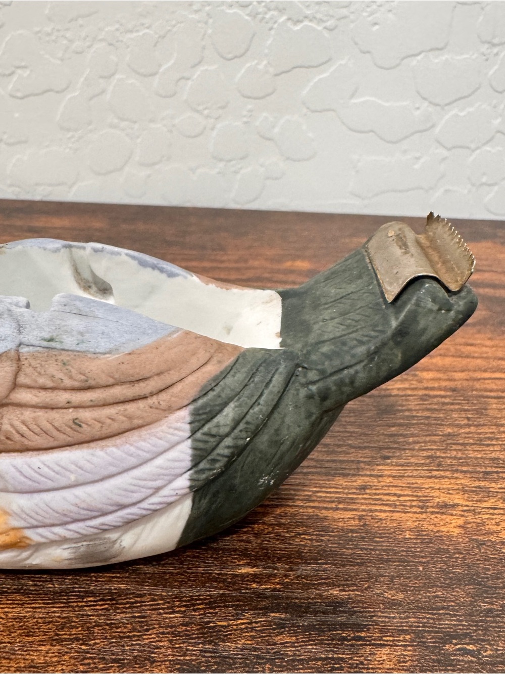 Vintage Mallard Duck Ceramic Tape Dispenser 6” Outdoor Decoy Home Office - Picture 4 of 9